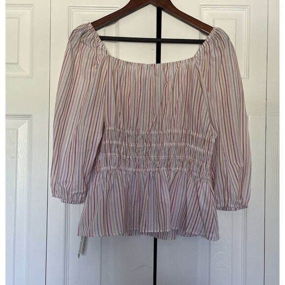 NWT Gianni Bini Alice Top White Stripe Size Large - Picture 3 of 7